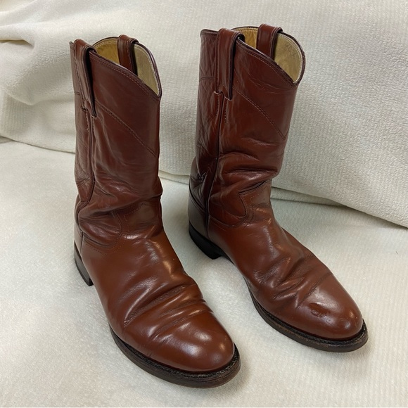 Justin size 6 1/2B Brown Leather Boots - Picture 7 of 14